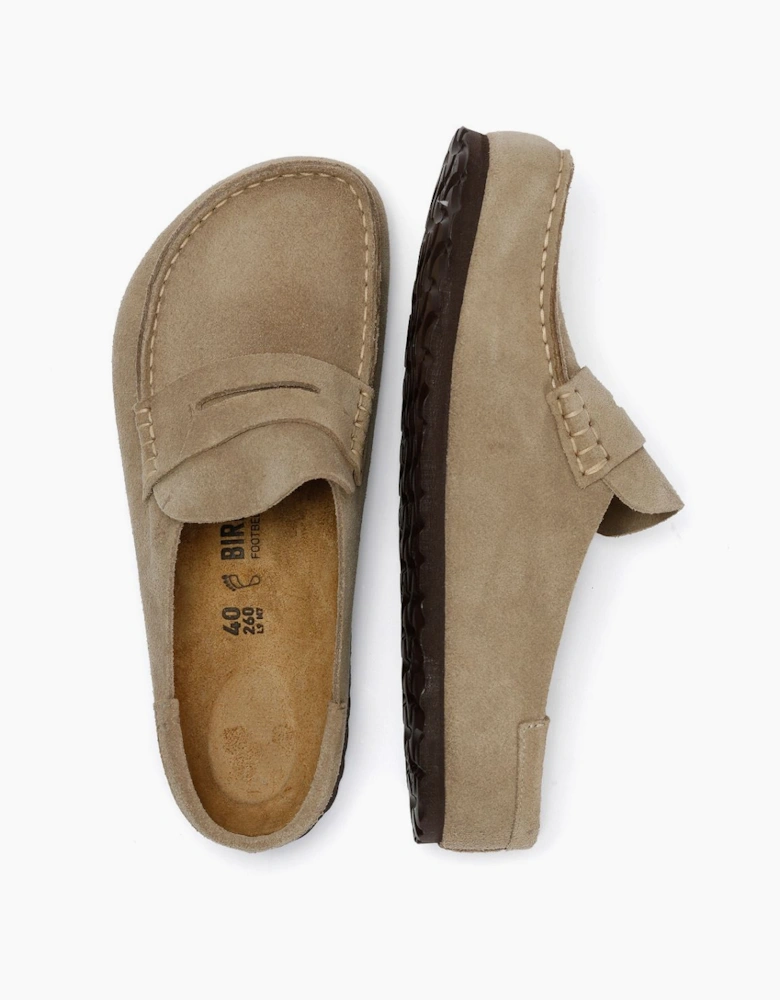 Birkenstock Naples Suede Taupe Regular Clogs