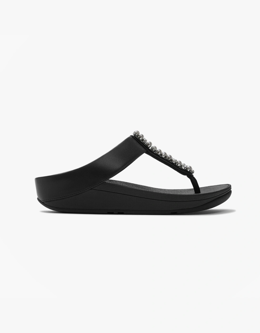 FitFlop FINO PEARLS AND CRYSTAL Womens Toe-Post Sandals Black