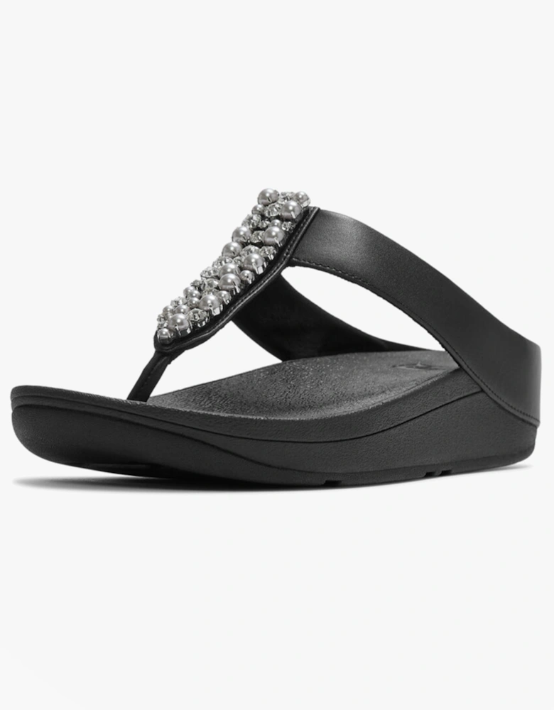 FitFlop FINO PEARLS AND CRYSTAL Womens Toe-Post Sandals Black
