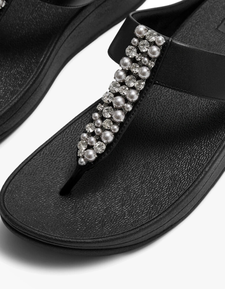 FitFlop FINO PEARLS AND CRYSTAL Womens Toe-Post Sandals Black