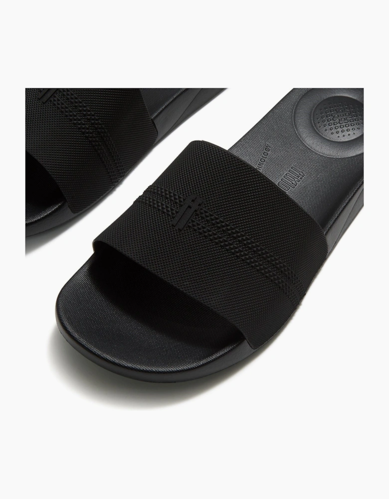 Fitflop iQushion Pool Slides Polyurethane Men's All Black Slides