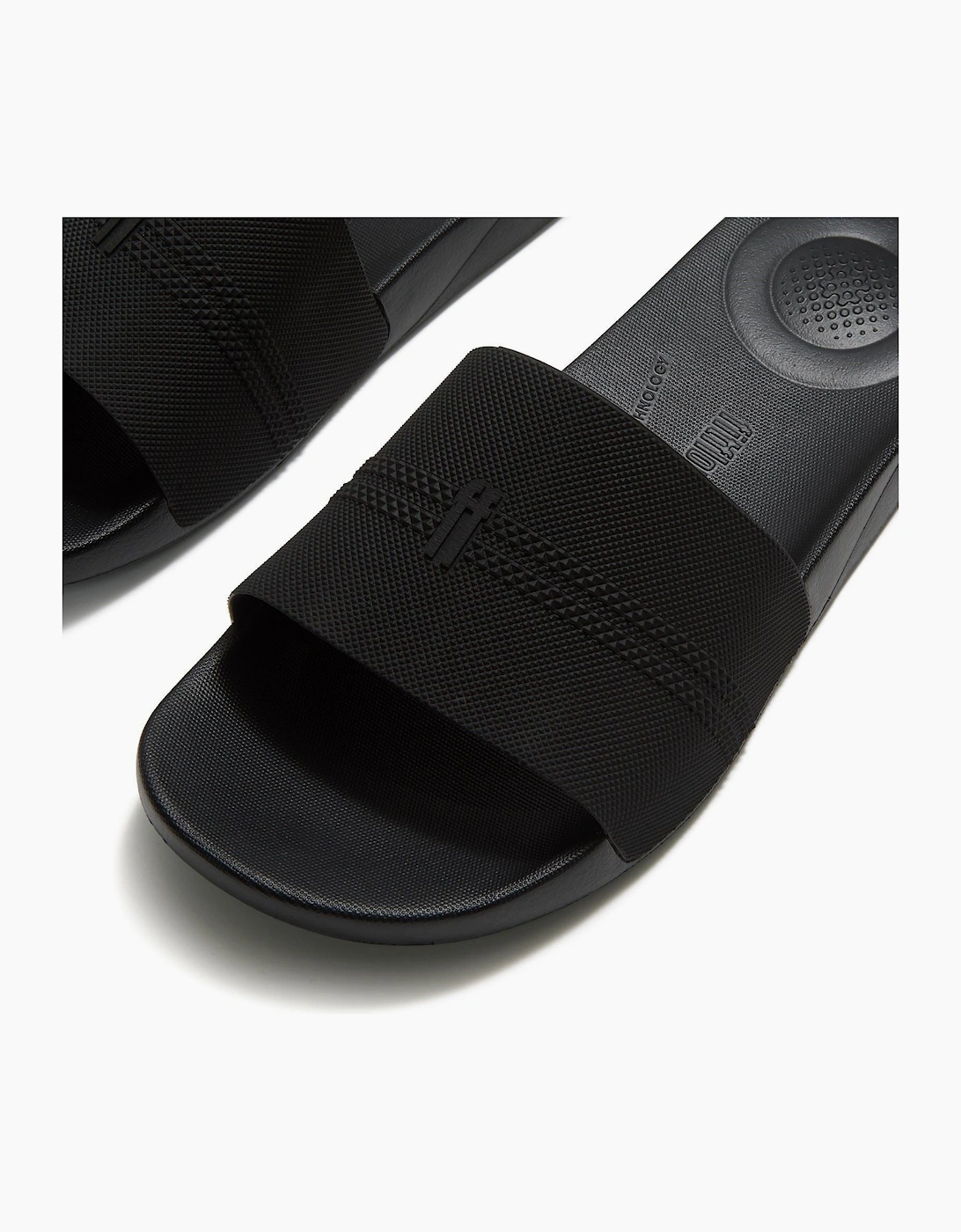 Fitflop iQushion Pool Slides Polyurethane Men's All Black Slides