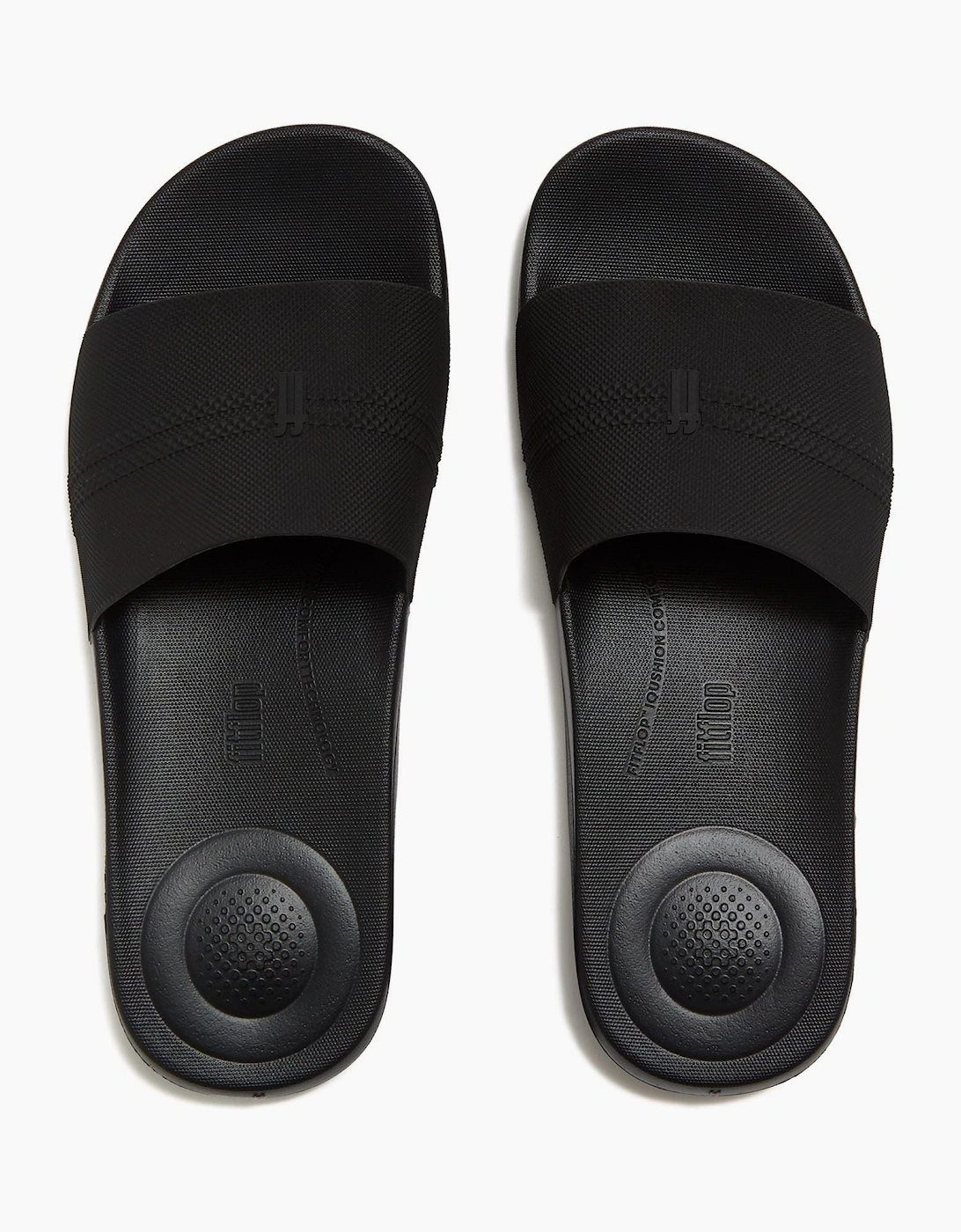 Fitflop iQushion Pool Slides Polyurethane Men's All Black Slides