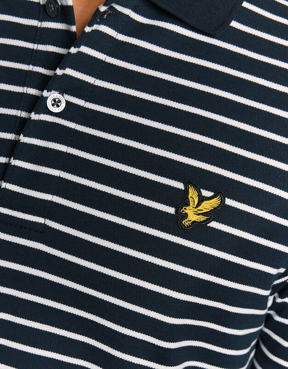 Lyle & Scott Pique Breton Mens Polo Shirt - W403 Dark Navy/White
