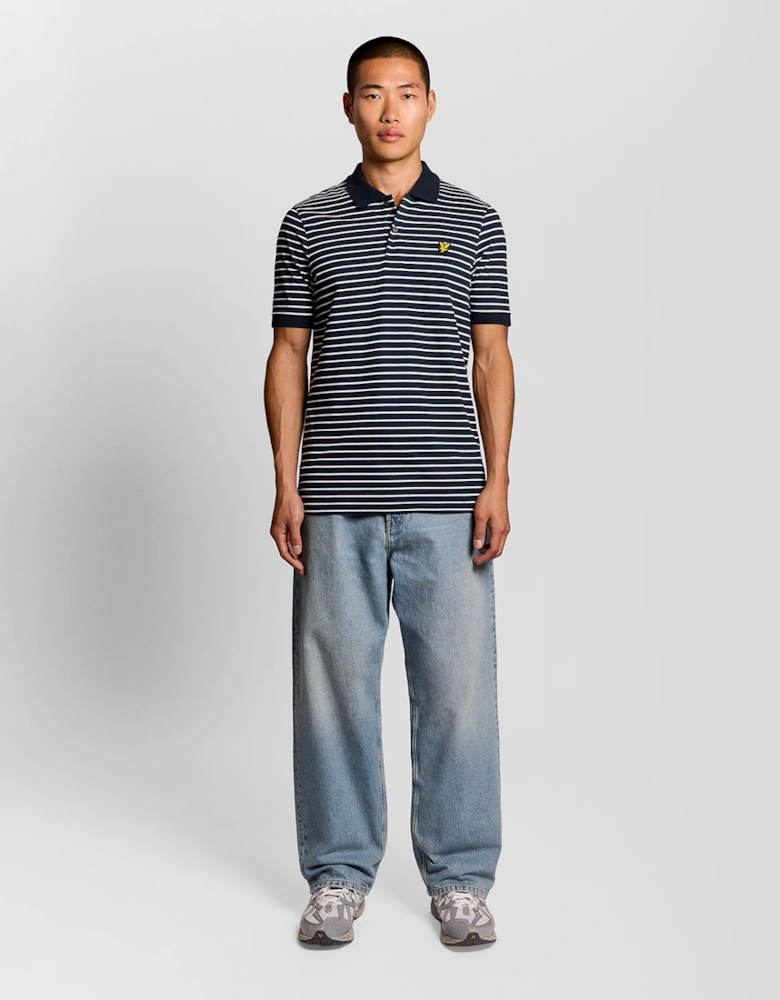 Lyle & Scott Pique Breton Mens Polo Shirt - W403 Dark Navy/White