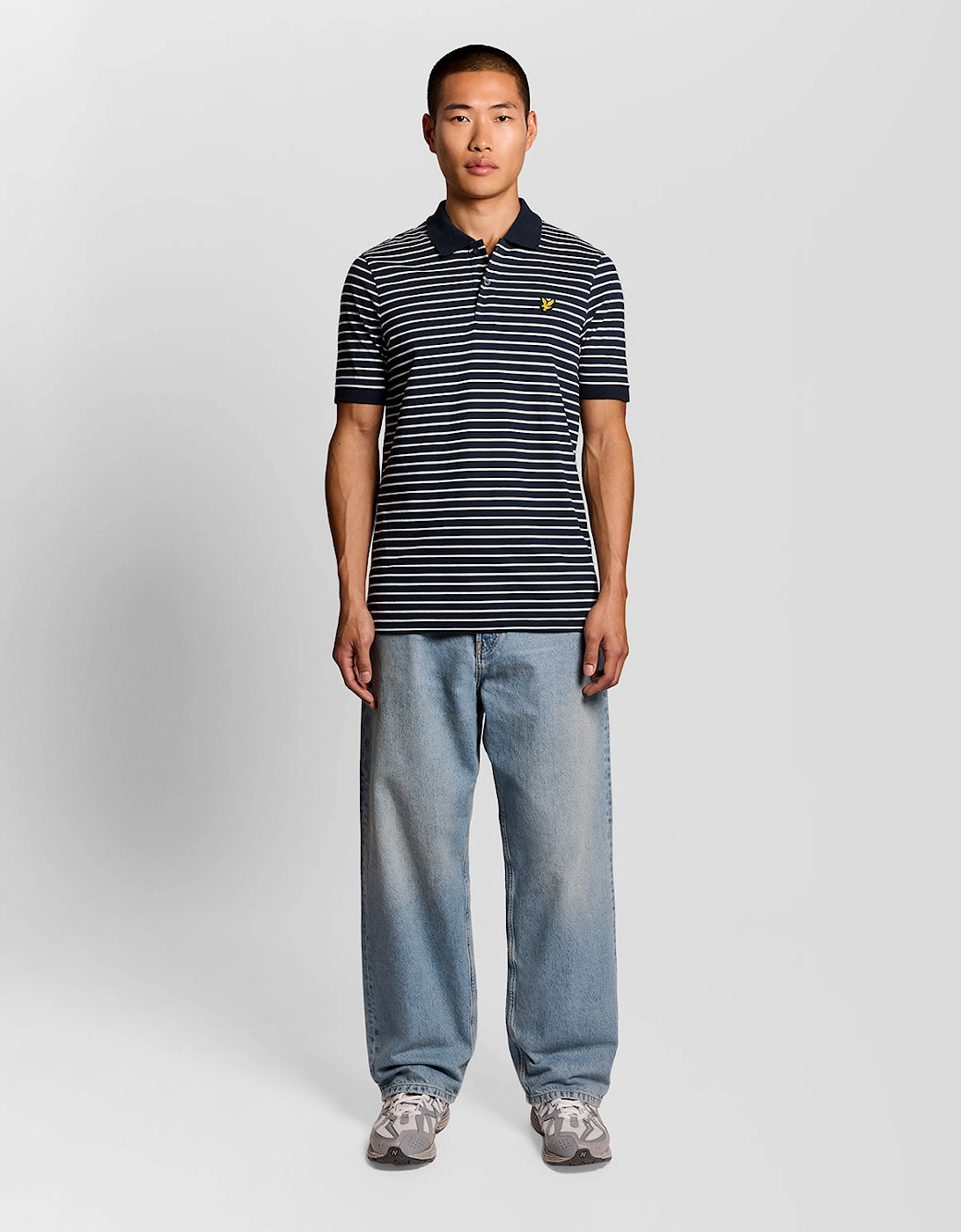 Lyle & Scott Pique Breton Mens Polo Shirt - W403 Dark Navy/White