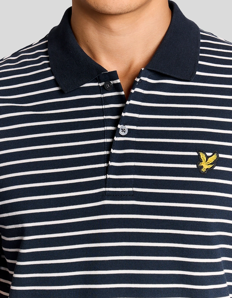 Lyle & Scott Pique Breton Mens Polo Shirt - W403 Dark Navy/White