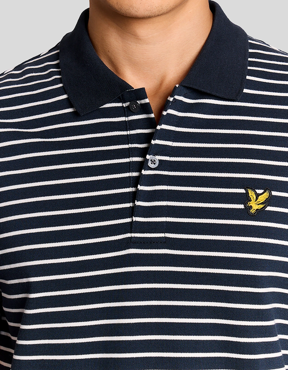 Lyle & Scott Pique Breton Mens Polo Shirt - W403 Dark Navy/White