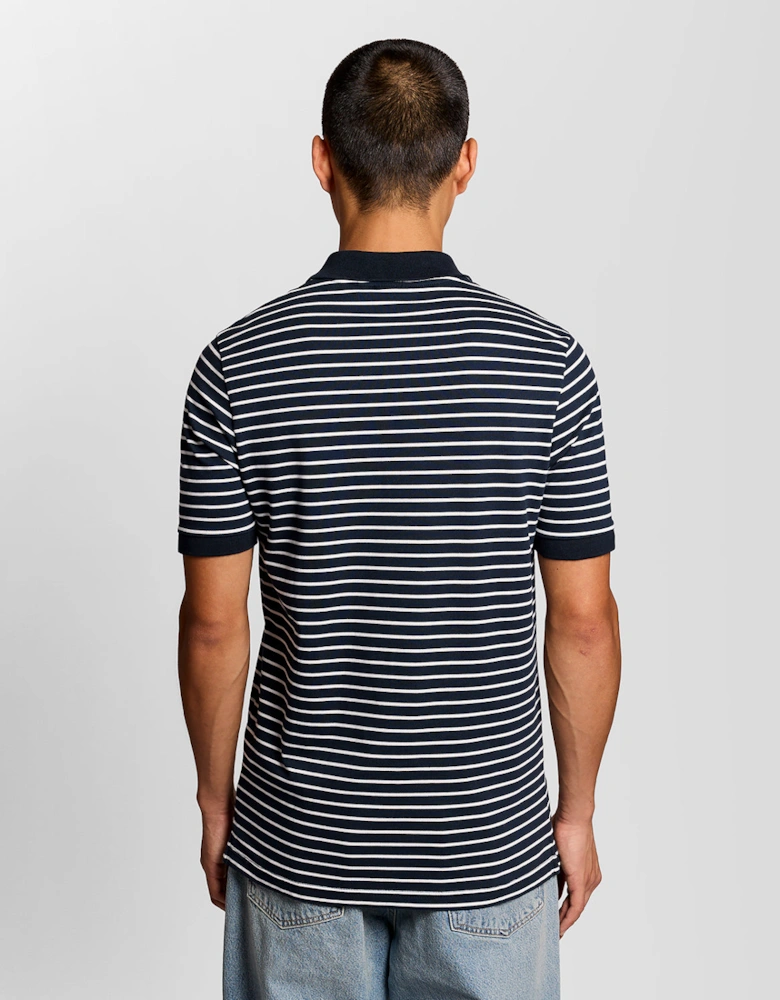 Lyle & Scott Pique Breton Mens Polo Shirt - W403 Dark Navy/White