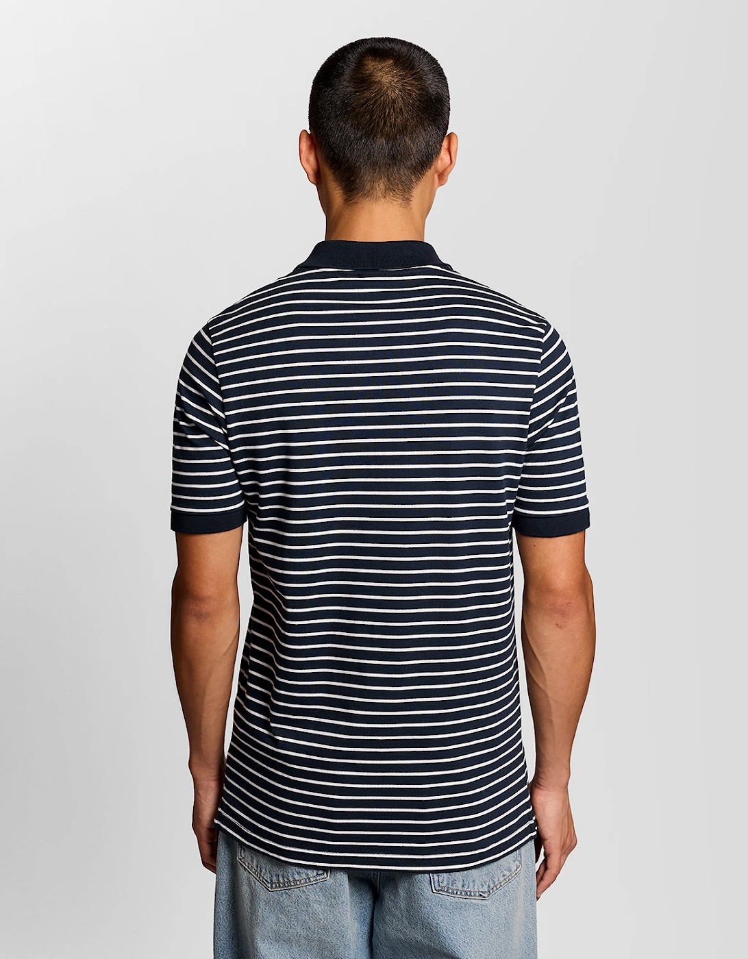 Lyle & Scott Pique Breton Mens Polo Shirt - W403 Dark Navy/White