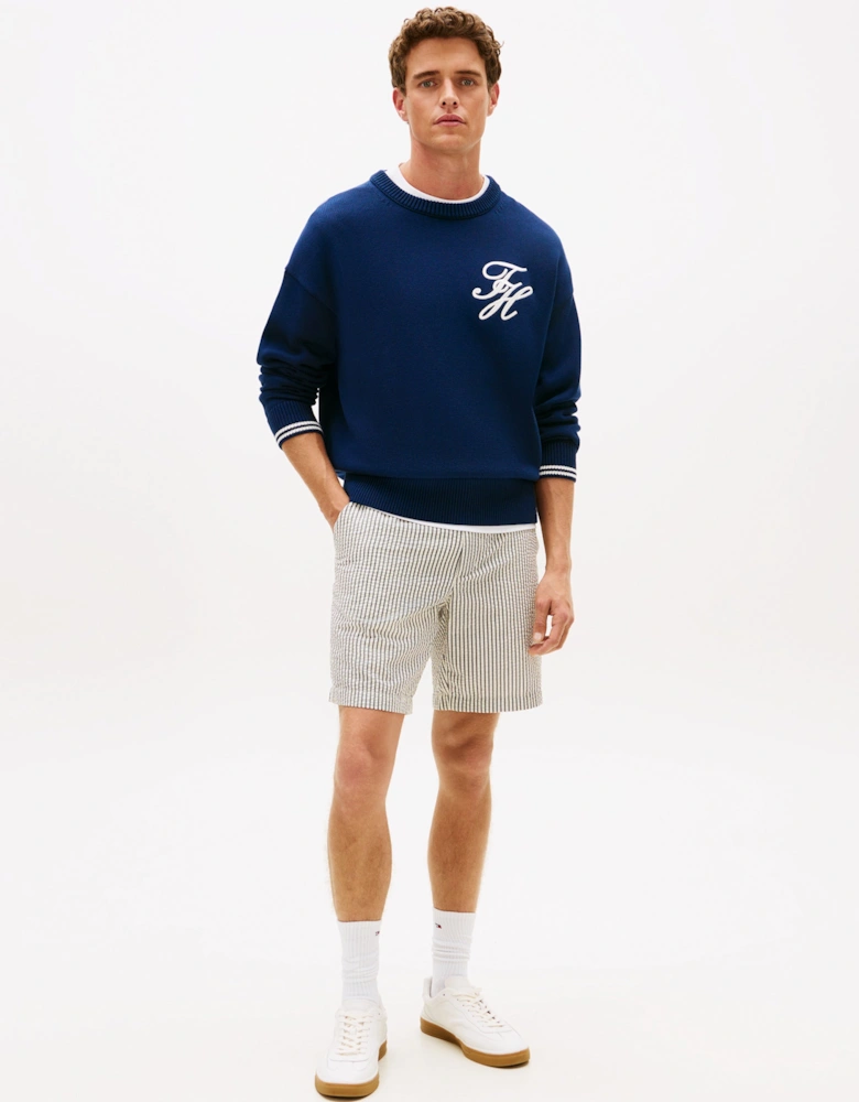 Tommy Hilfiger Dover 8 Inch Seersucker Strip Mens Shorts - Desert Sky/Ecru