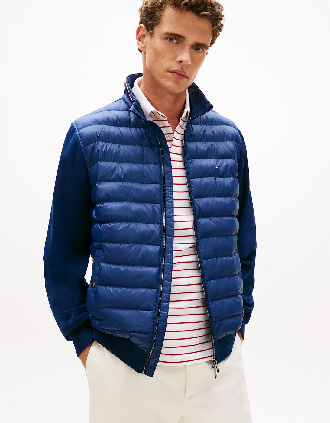 Tommy Hilfiger Essential RWB Mixed Media Mens Stand Collar Jacket - Carbon Navy, 6 of 5