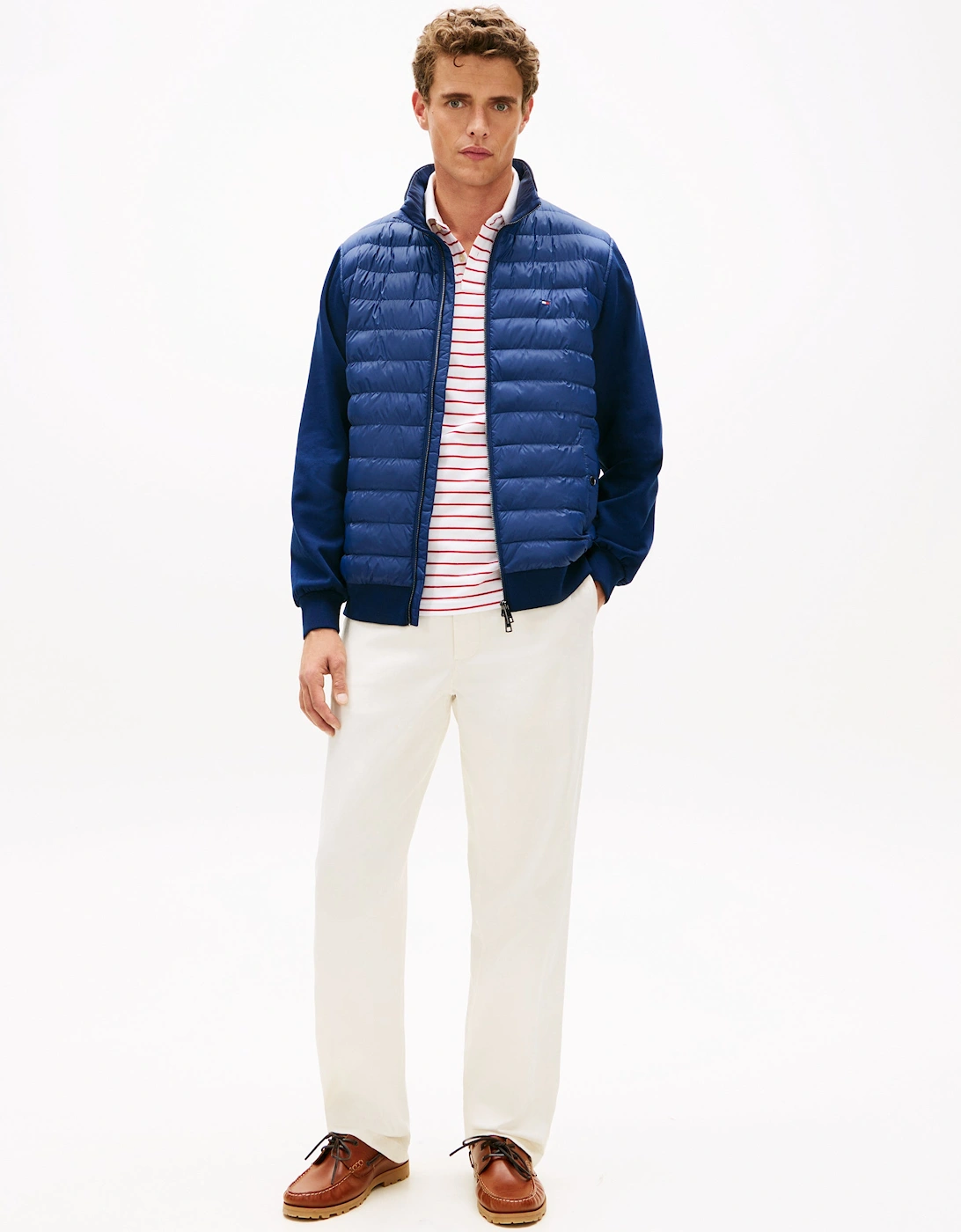 Tommy Hilfiger Essential RWB Mixed Media Mens Stand Collar Jacket - Carbon Navy
