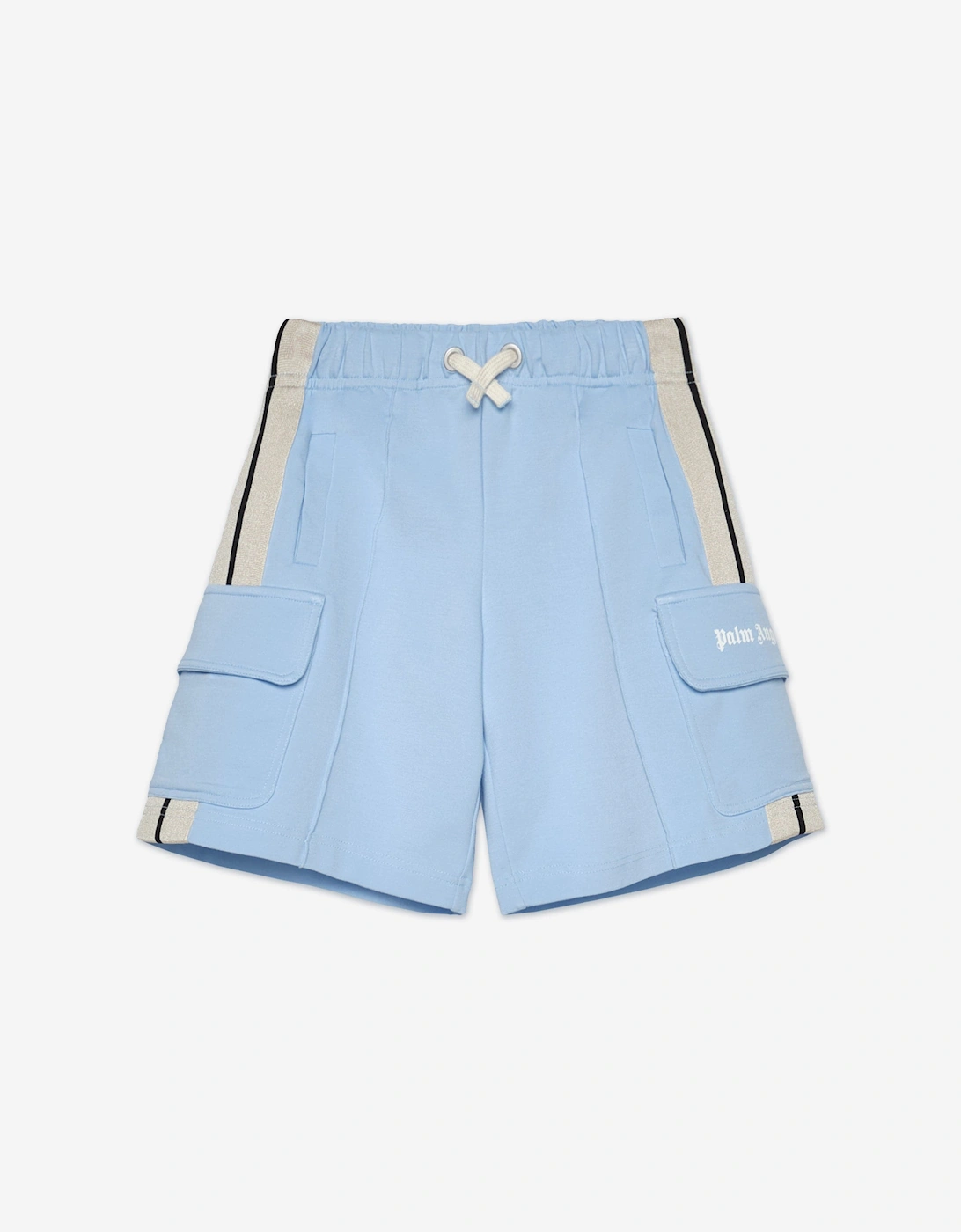 Palm Angels Boys Track Cargo Shorts in Blue