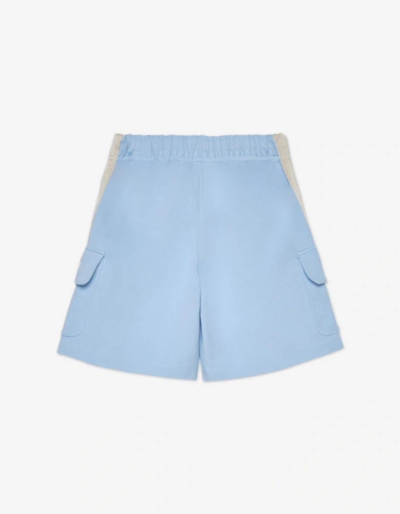 Palm Angels Boys Track Cargo Shorts in Blue