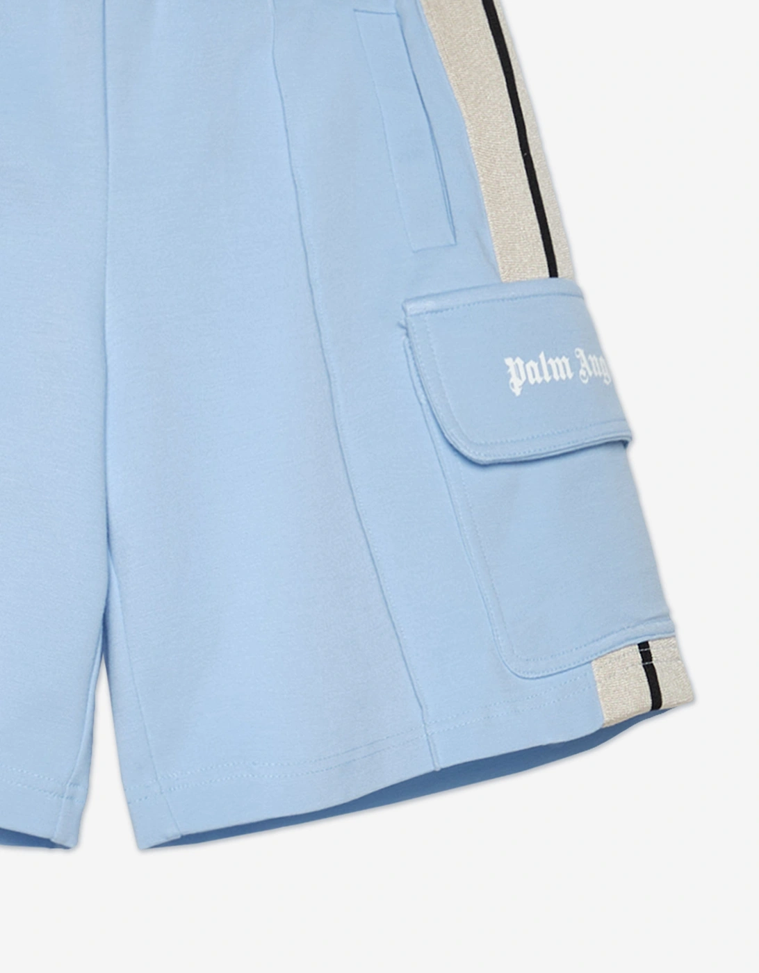 Palm Angels Boys Track Cargo Shorts in Blue