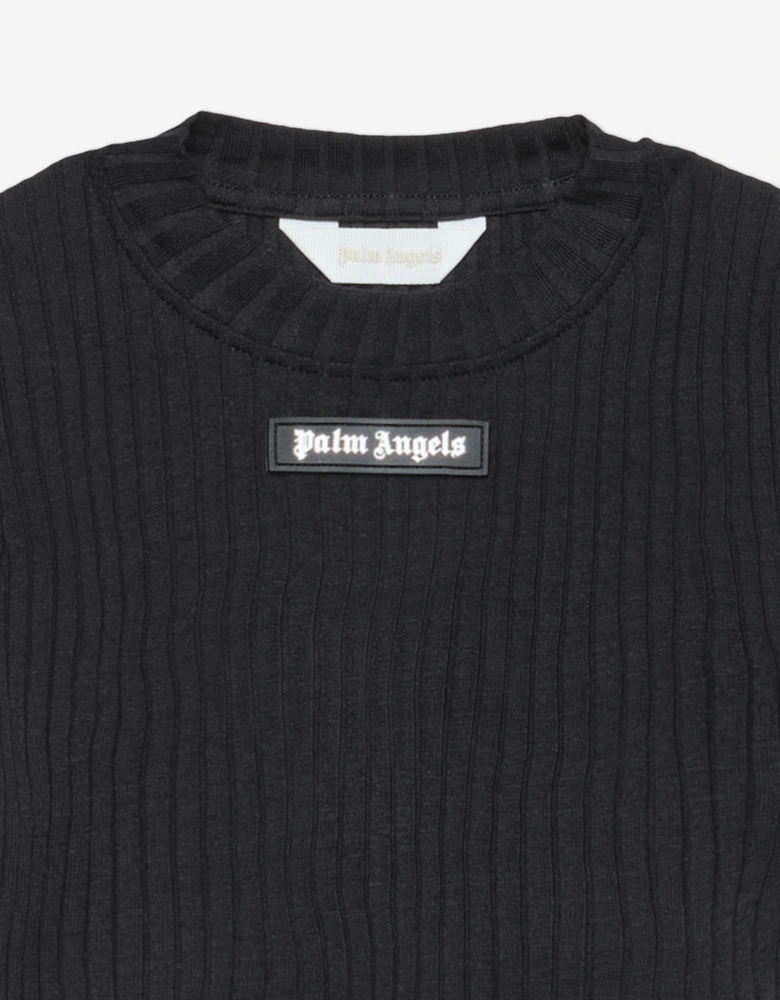 Palm Angels Girls Logo Ribbed T-Shirt in Black