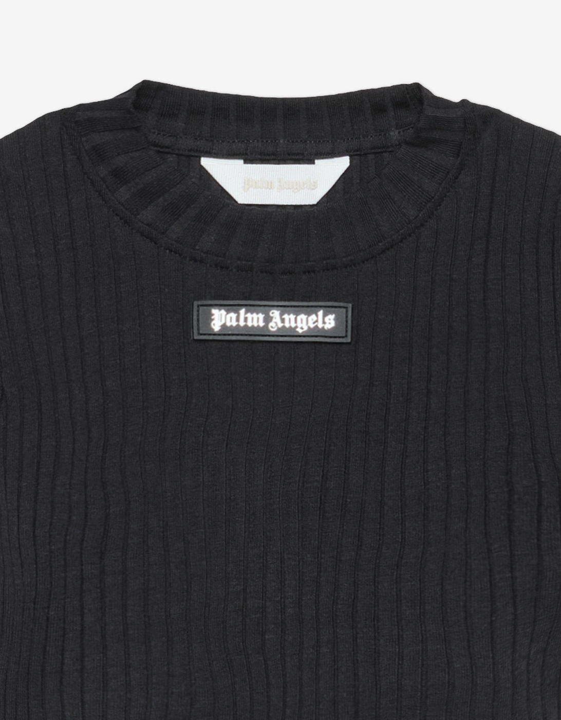 Palm Angels Girls Logo Ribbed T-Shirt in Black