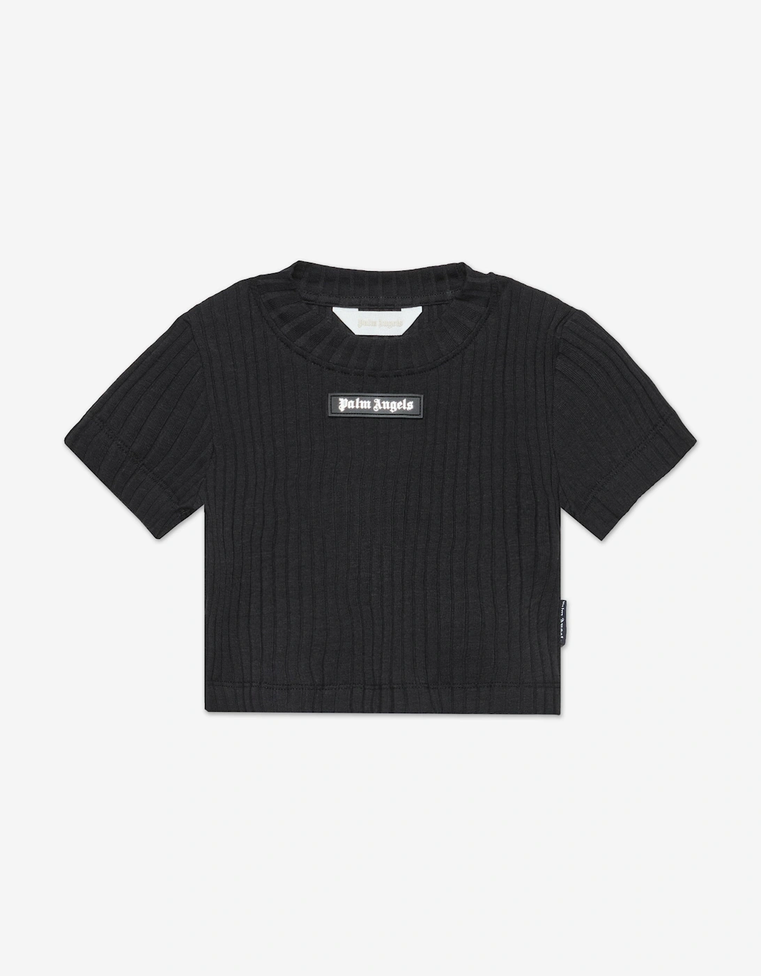 Palm Angels Girls Logo Ribbed T-Shirt in Black