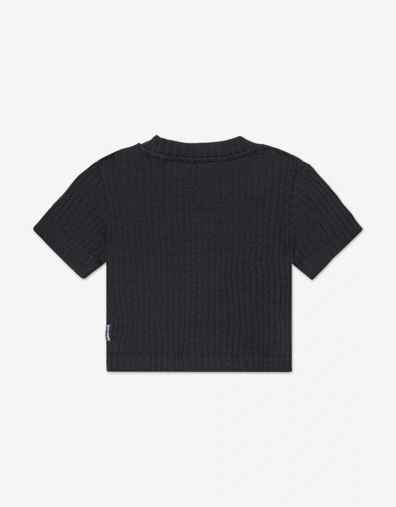 Palm Angels Girls Logo Ribbed T-Shirt in Black
