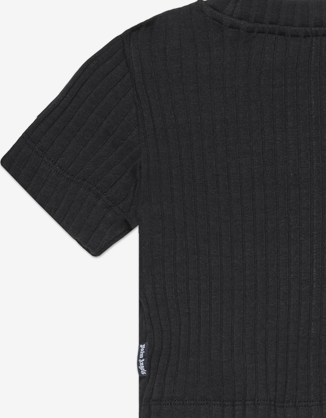 Palm Angels Girls Logo Ribbed T-Shirt in Black