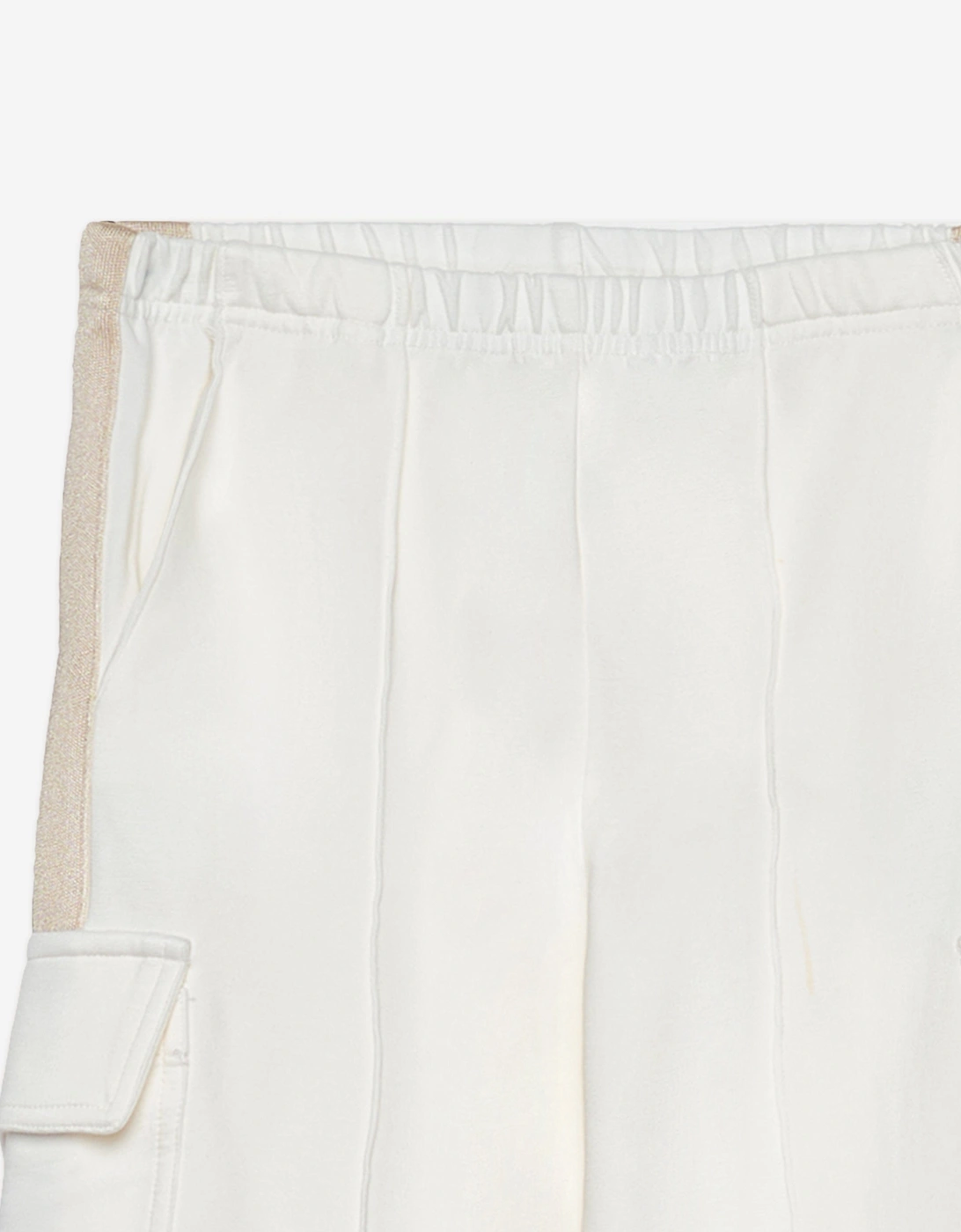 Palm Angels Girls Track Wide Leg Cargo Pants in Ivory