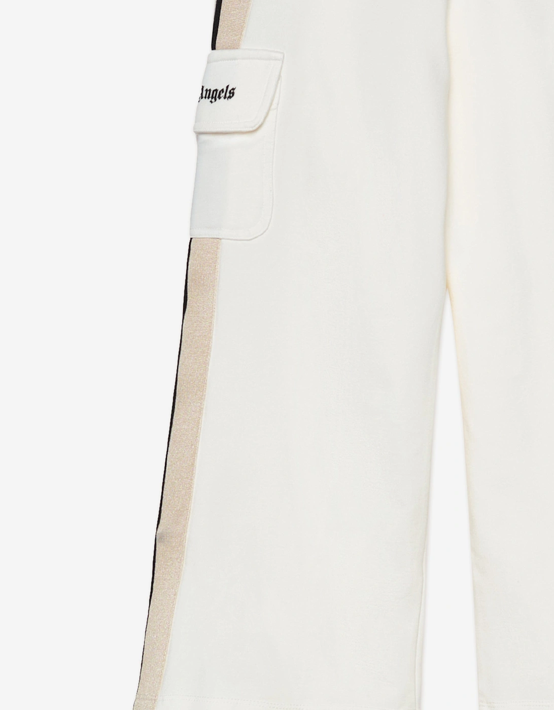 Palm Angels Girls Track Wide Leg Cargo Pants in Ivory