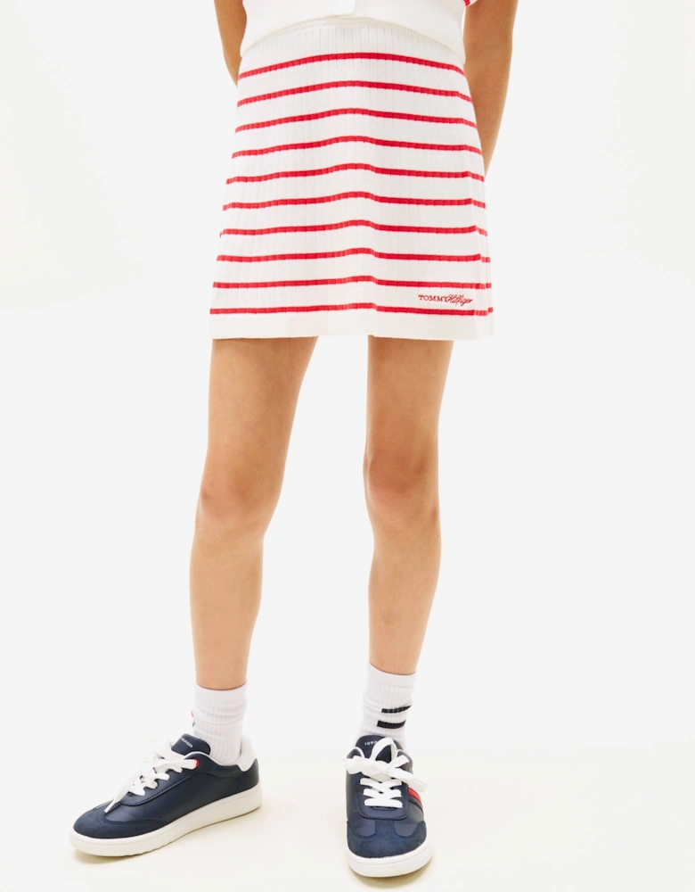 Tommy Hilfiger Girls Rib Sweater Skirt in White