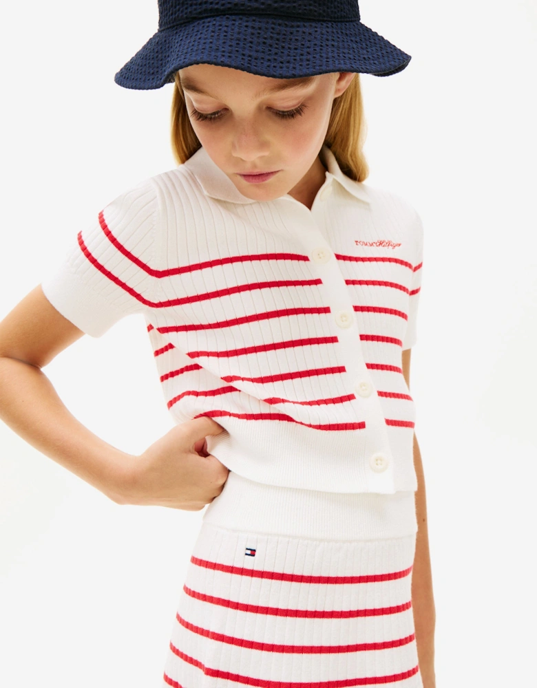 Tommy Hilfiger Girls Rib Sweater Skirt in White