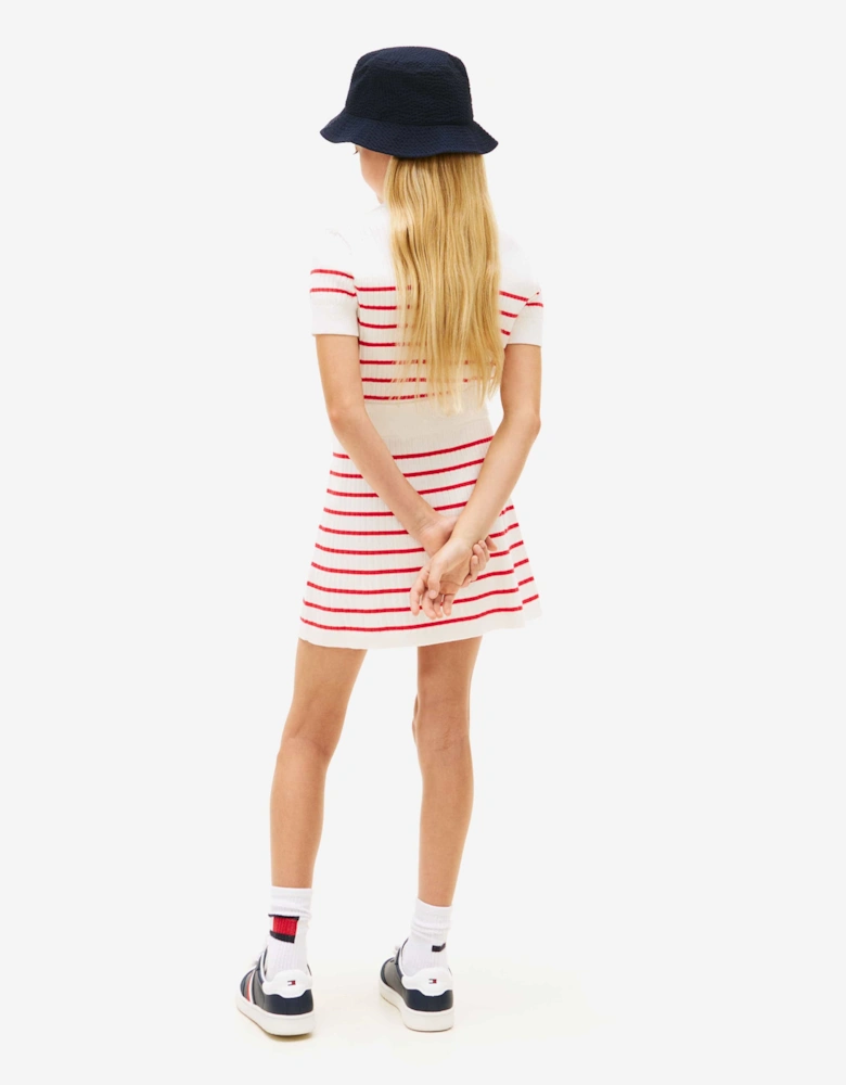 Tommy Hilfiger Girls Rib Sweater Skirt in White