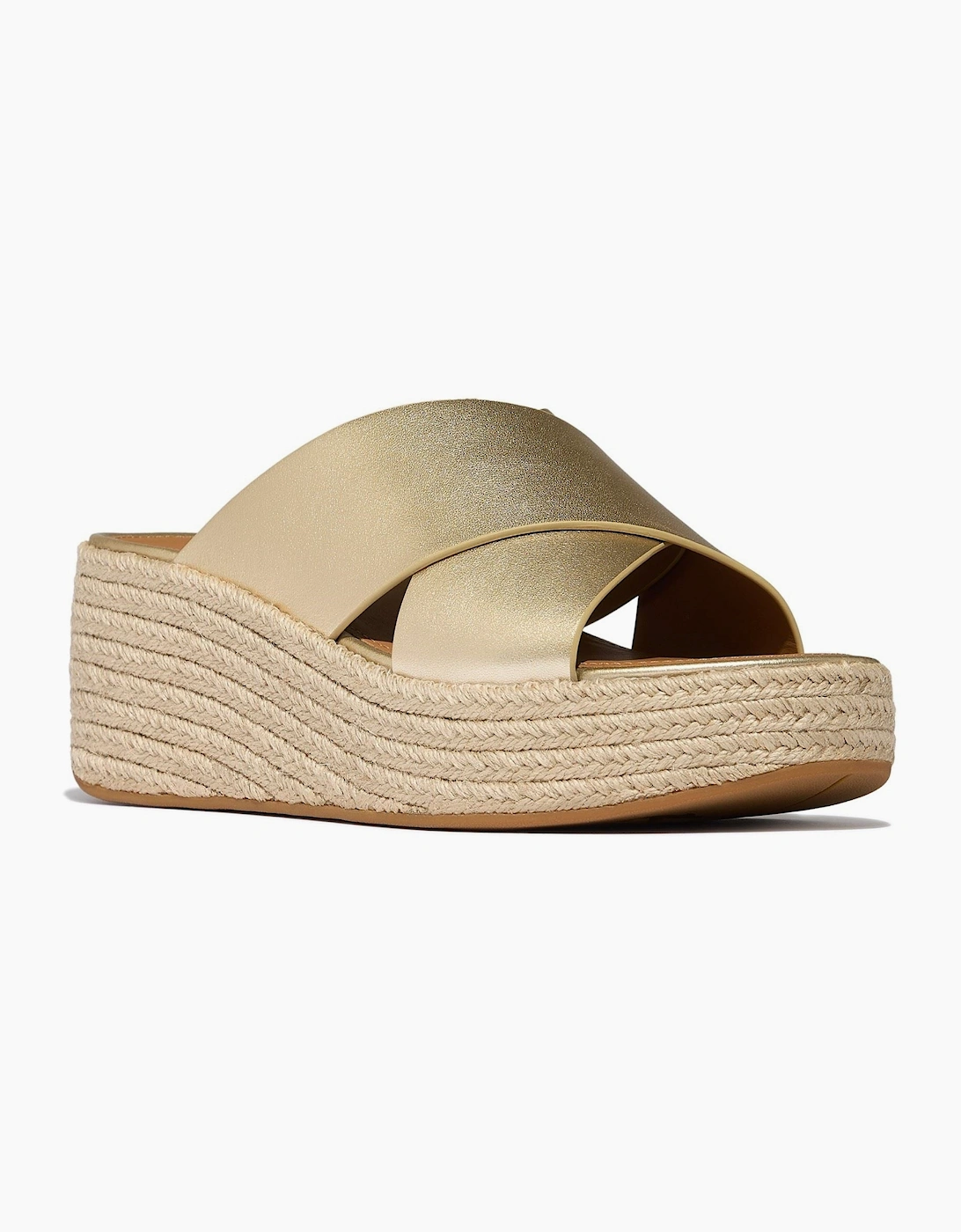 Fitflop Women's Gold Platfforms Leather Platino Sandals - Size: 5