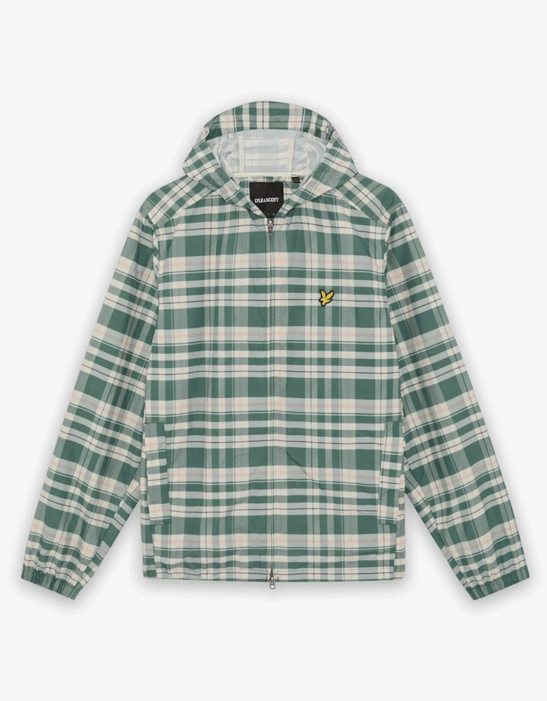 Lyle & Scott Tartan Hooded Mens Zip Through Jacket - W130 Everglade