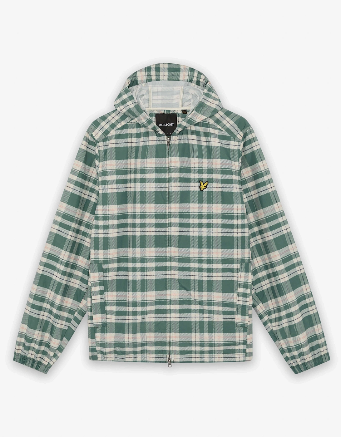 Lyle & Scott Tartan Hooded Mens Zip Through Jacket - W130 Everglade