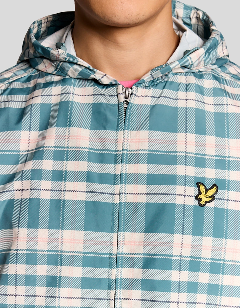 Lyle & Scott Tartan Hooded Mens Zip Through Jacket - W130 Everglade