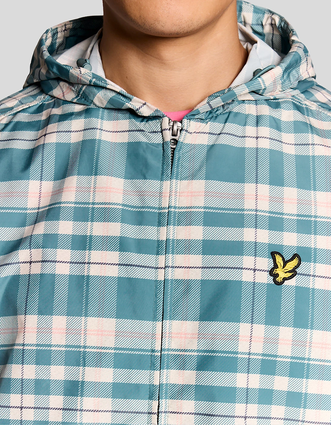 Lyle & Scott Tartan Hooded Mens Zip Through Jacket - W130 Everglade