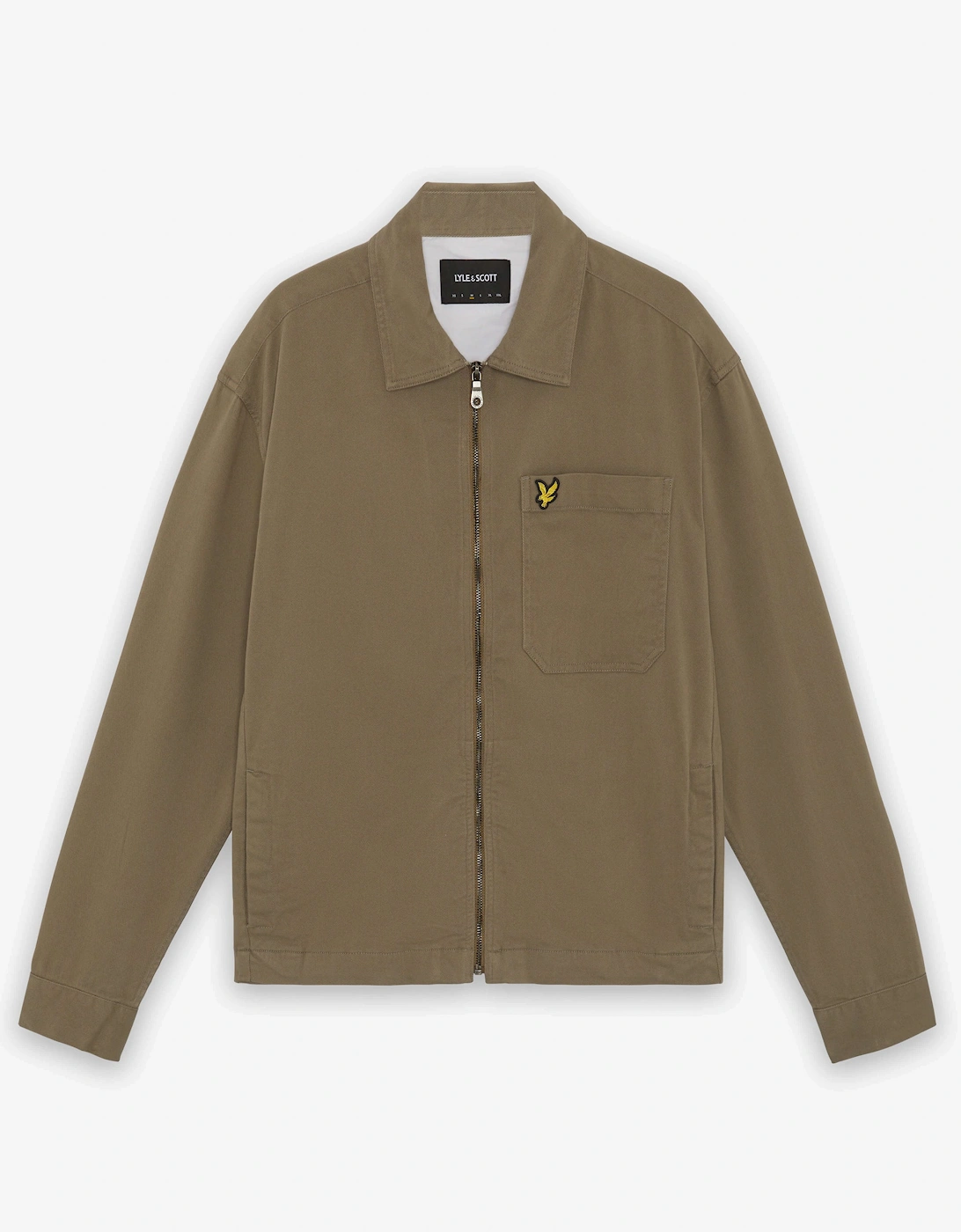Lyle & Scott Enzyme Wash Mens Zip Overshirt - X569 Khaki Ash