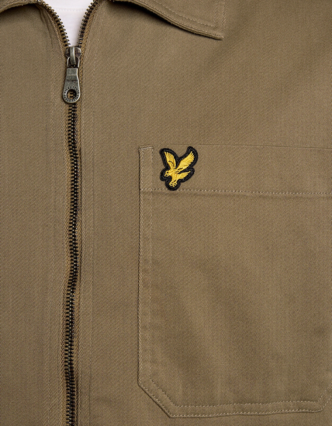 Lyle & Scott Enzyme Wash Mens Zip Overshirt - X569 Khaki Ash
