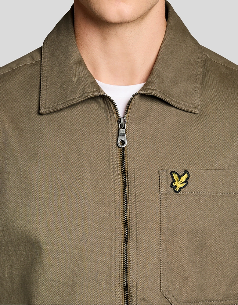 Lyle & Scott Enzyme Wash Mens Zip Overshirt - X569 Khaki Ash