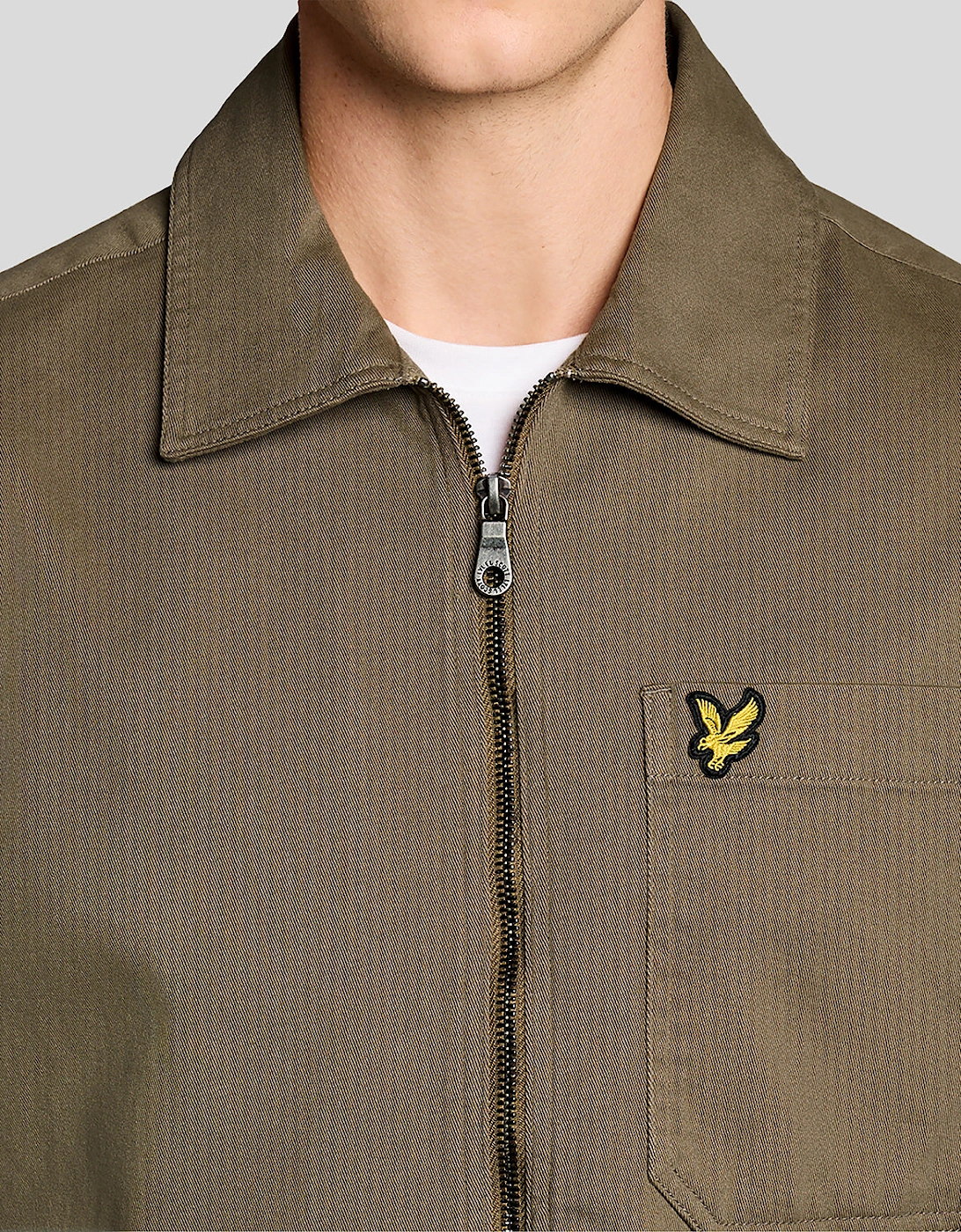 Lyle & Scott Enzyme Wash Mens Zip Overshirt - X569 Khaki Ash