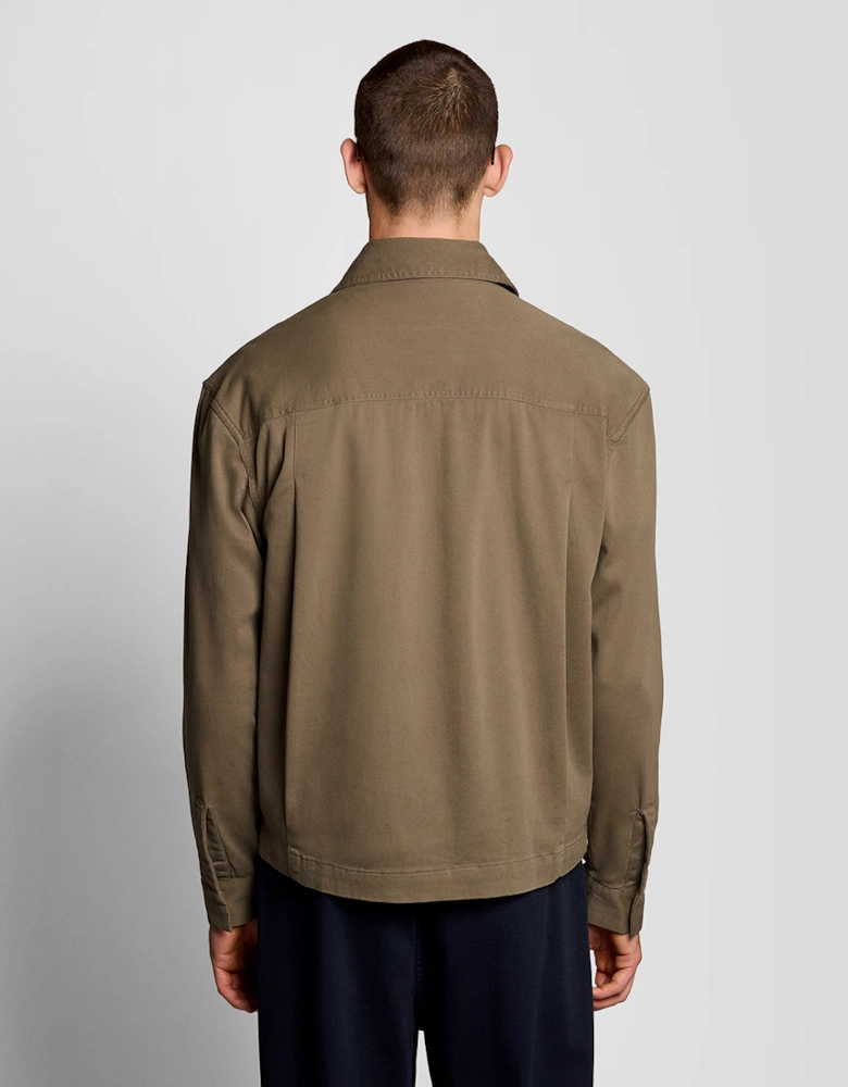 Lyle & Scott Enzyme Wash Mens Zip Overshirt - X569 Khaki Ash