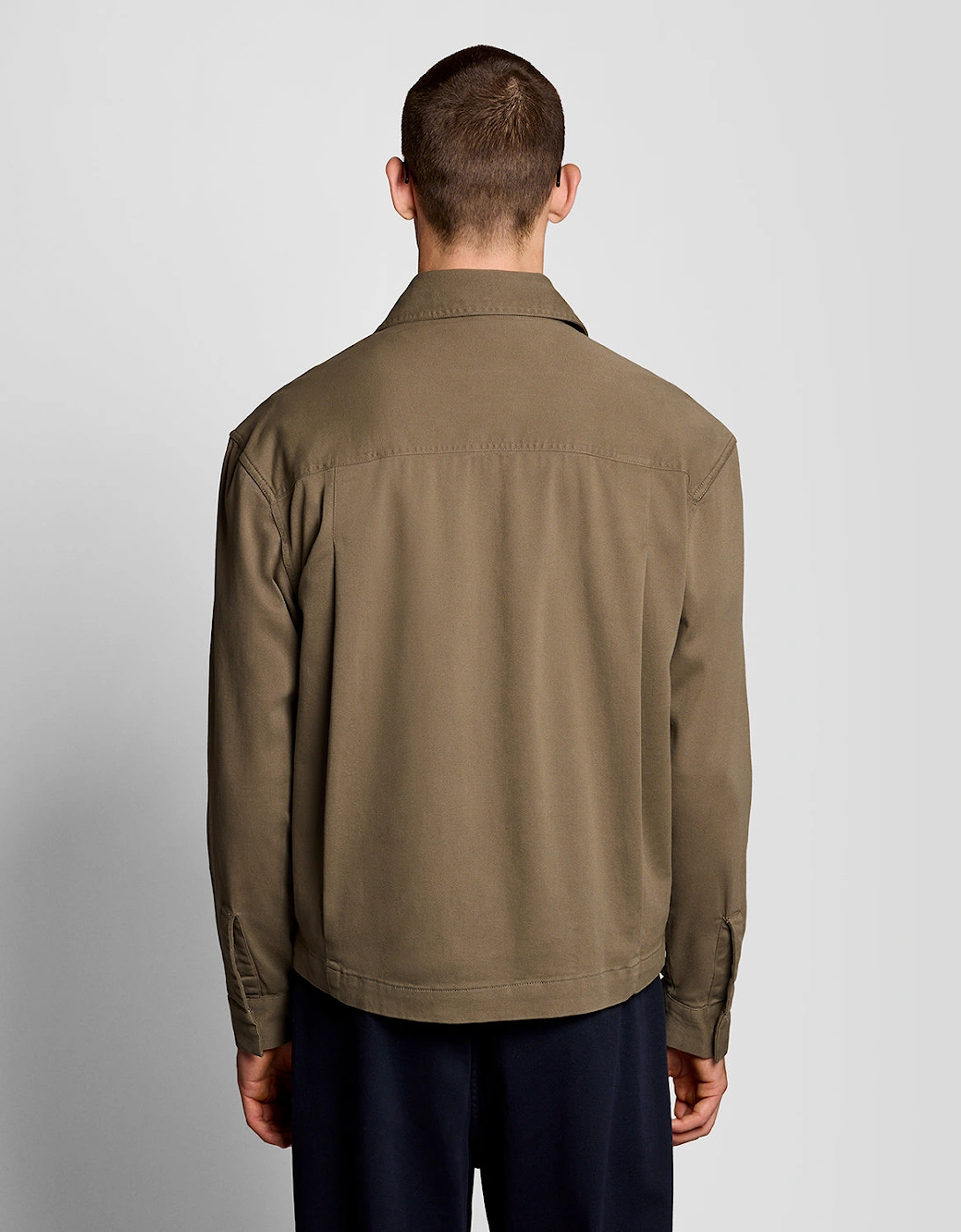 Lyle & Scott Enzyme Wash Mens Zip Overshirt - X569 Khaki Ash