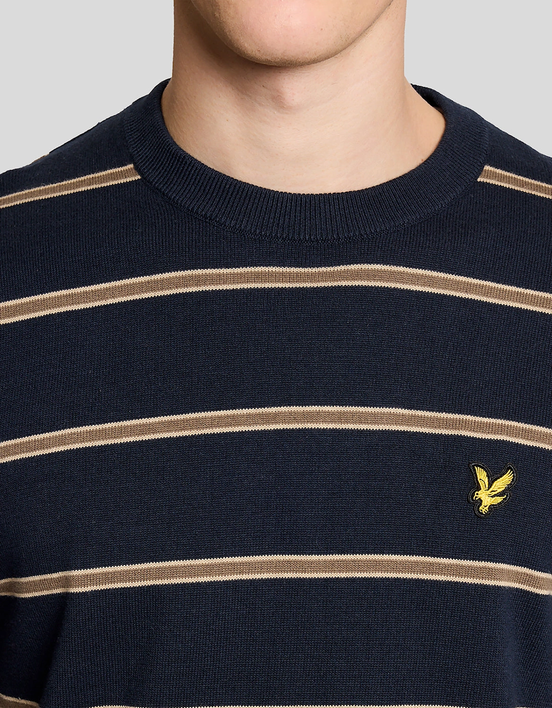 Lyle & Scott Cotton Striped Mens Crew Neck Jumper - Z271 Dark Navy