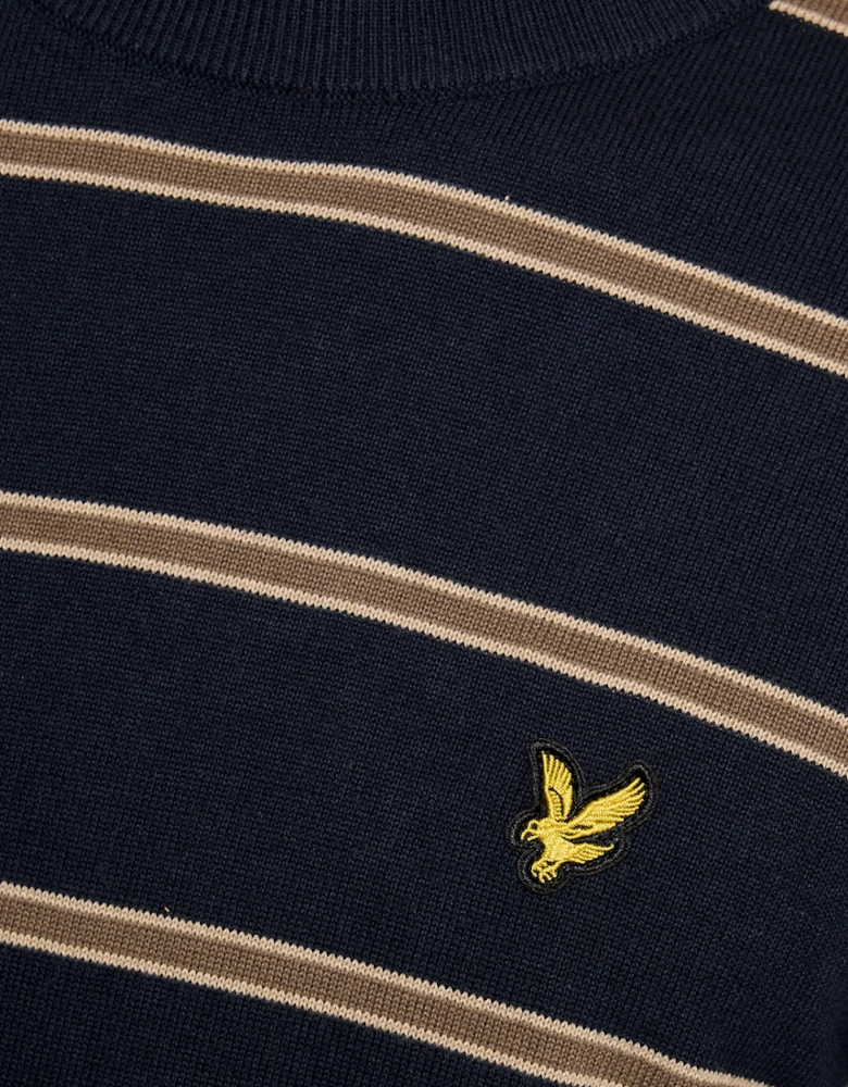 Lyle & Scott Cotton Striped Mens Crew Neck Jumper - Z271 Dark Navy
