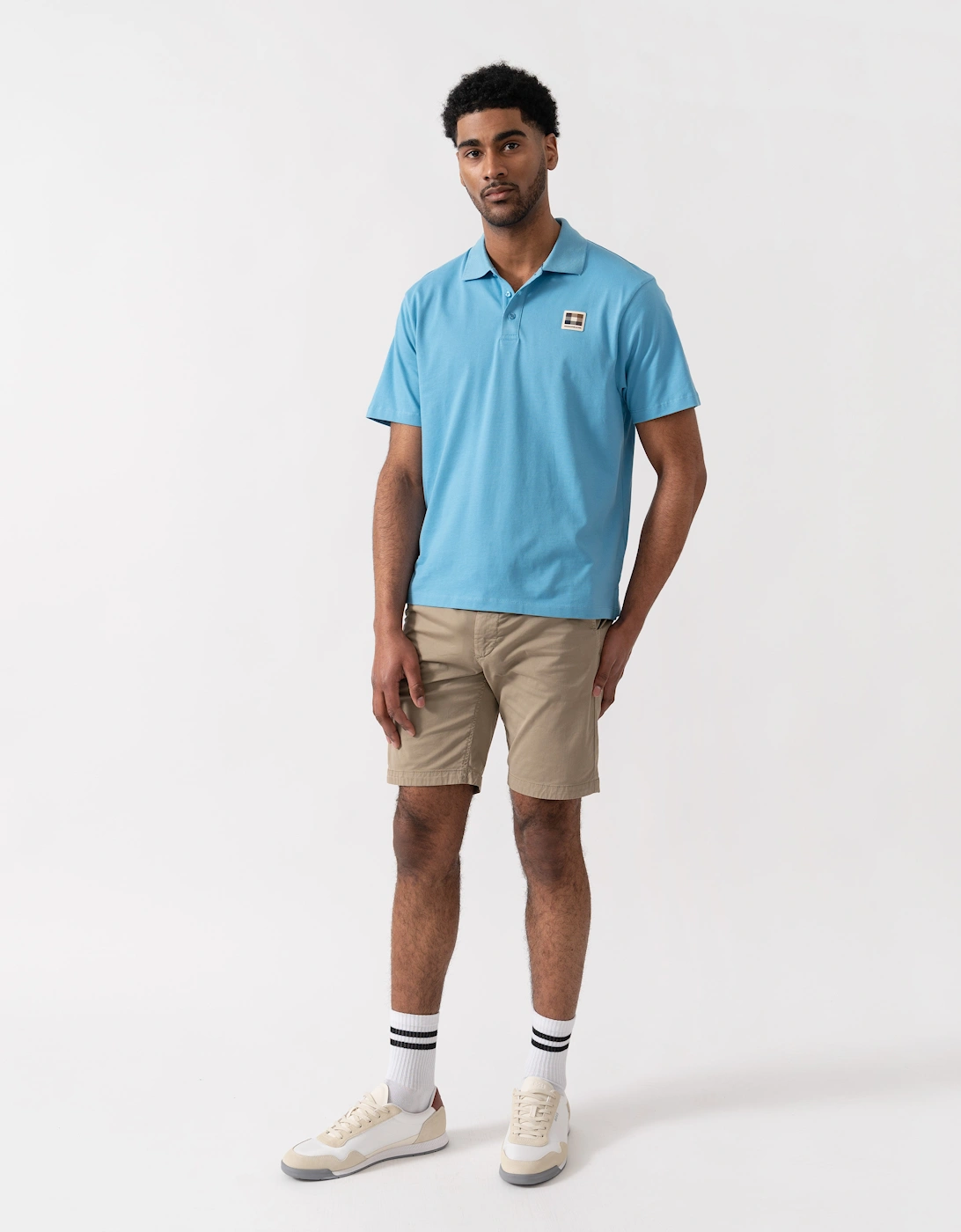 Aquascutum Mens Stretch Piquet Badge Polo Shirt - Avio 18