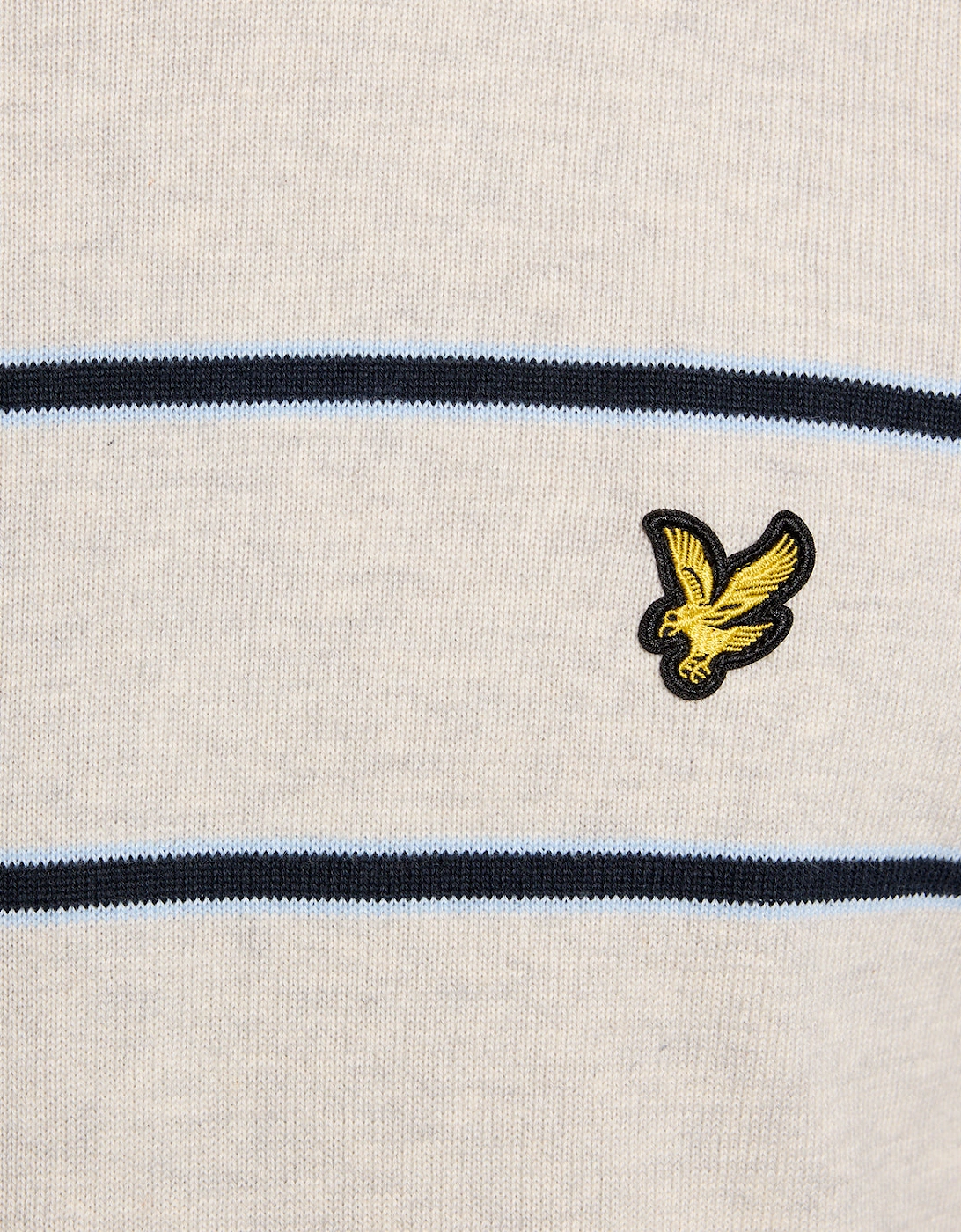 Lyle & Scott Cotton Striped Mens Crew Neck Jumper - D24 Light Grey Marl