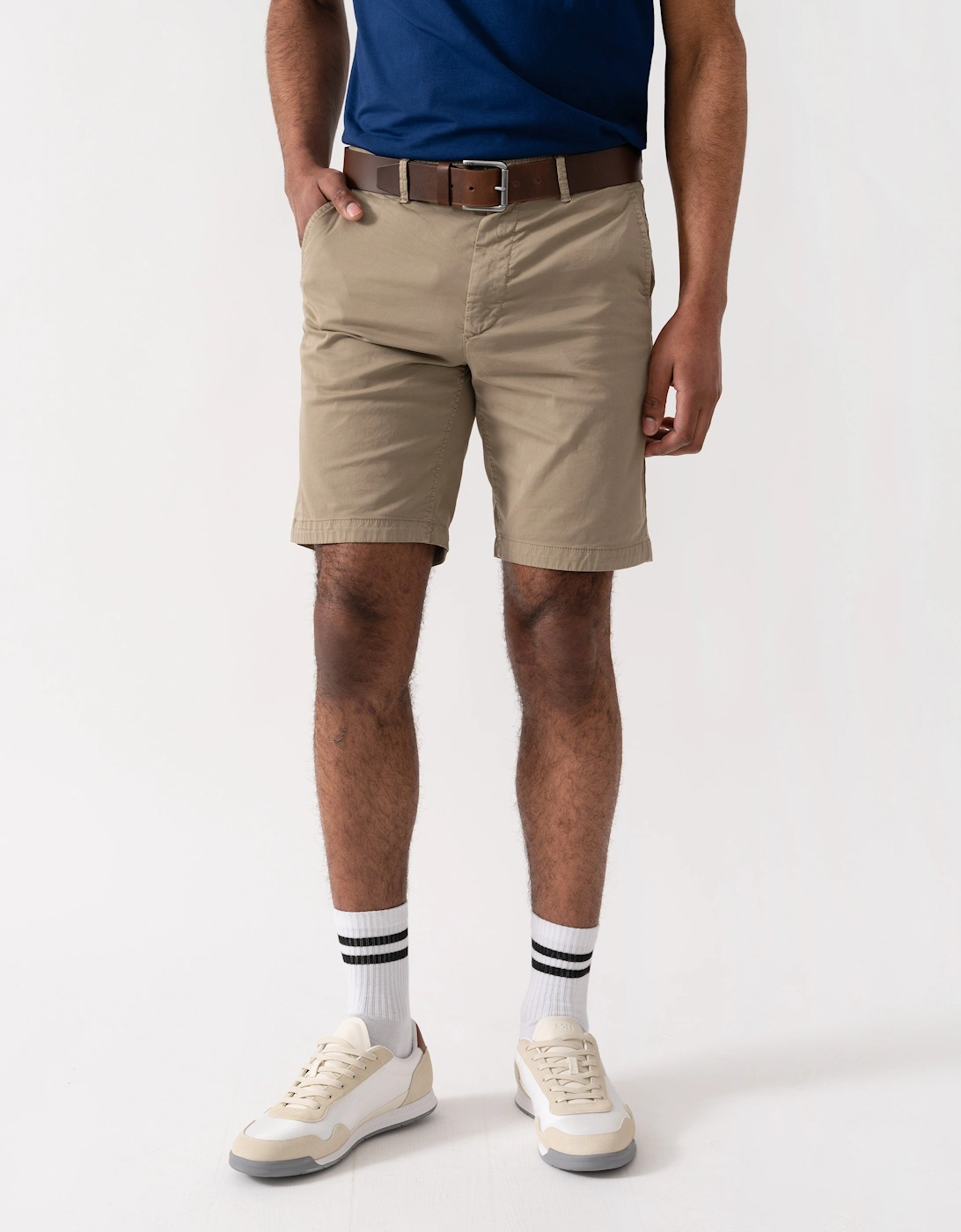 BOSS Orange Mens Slim Fit Chino Shorts in Stretch Cotton Twill - Light/Pastel Brown 239
