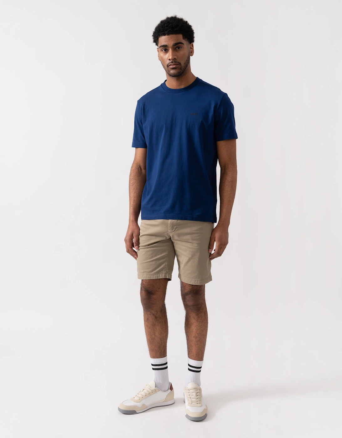 BOSS Green Tee Mens Stretch Cotton T-Shirt with Contrast Logo - Medium Blue 421