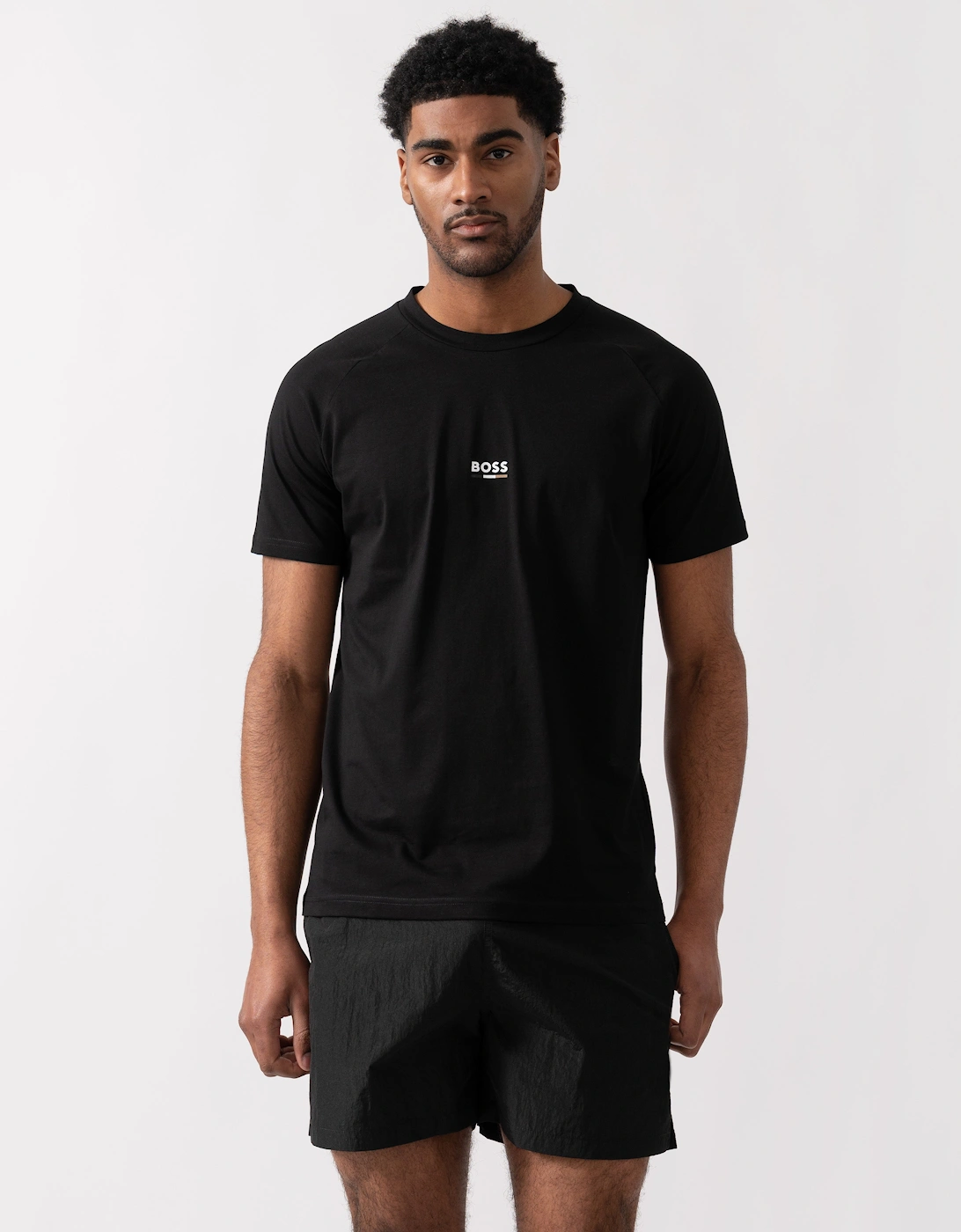 Hugo Boss Men's Boss Orange Mens Slim Fit Beach T-Shirt - Black 005 - Size, 42