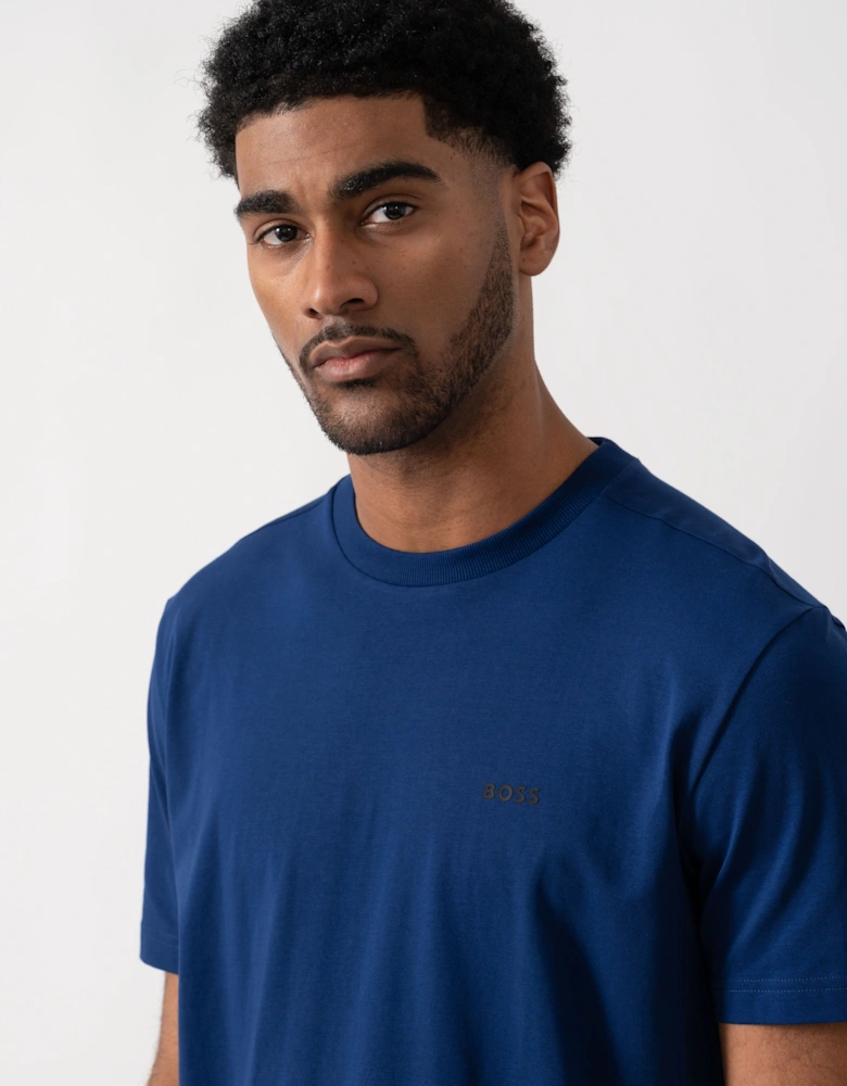 BOSS Green Tee Mens Stretch Cotton T-Shirt with Contrast Logo - Medium Blue 421