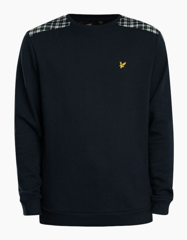 Lyle & Scott Check Panelled Crewneck Sweatshirt - Dark Navy